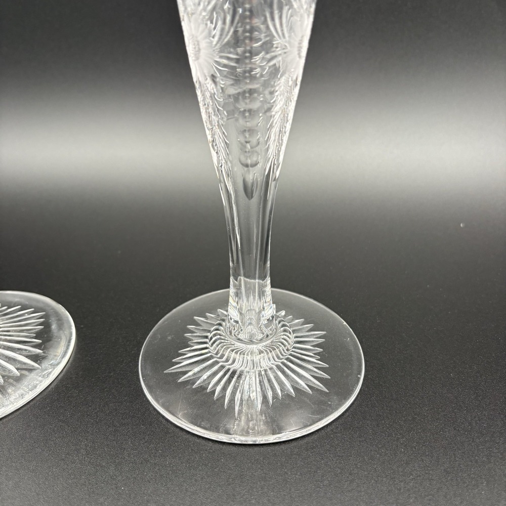 Pairpoint Crystal 11" Tall‎ Hollow Candlestick Brilliant Polish Floral Etched - Picture 4 of 12